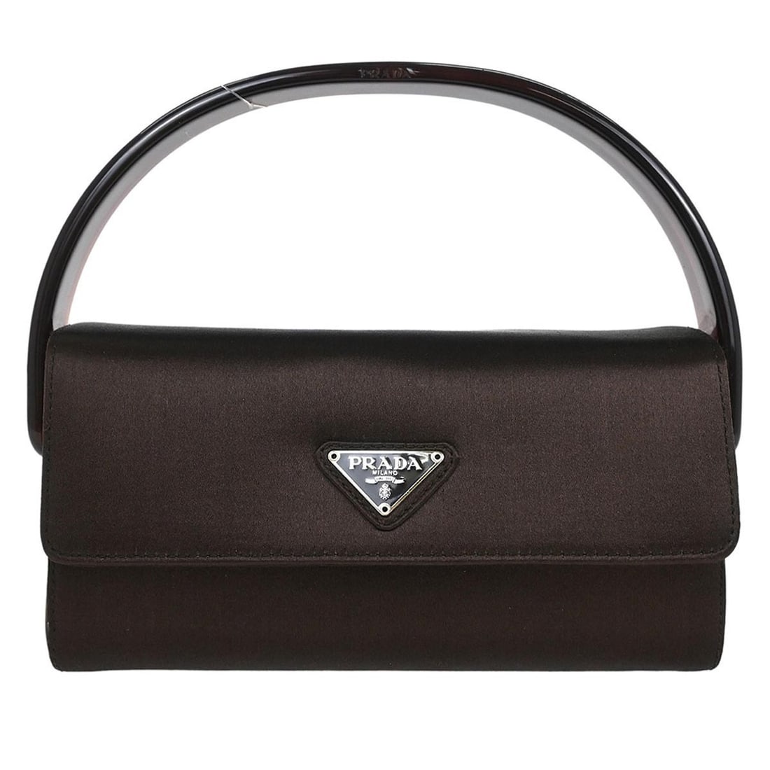 Prada Brown Satin Mini Top Handle Handbag B6784 Italy: Prada Brown Satin Mini Top Handle Handbag B6784 Italy This elegant Prada handbag is crafted from luxurious brown leather satin, making it a stylish choice for casual occasions. With a compact mini siz
