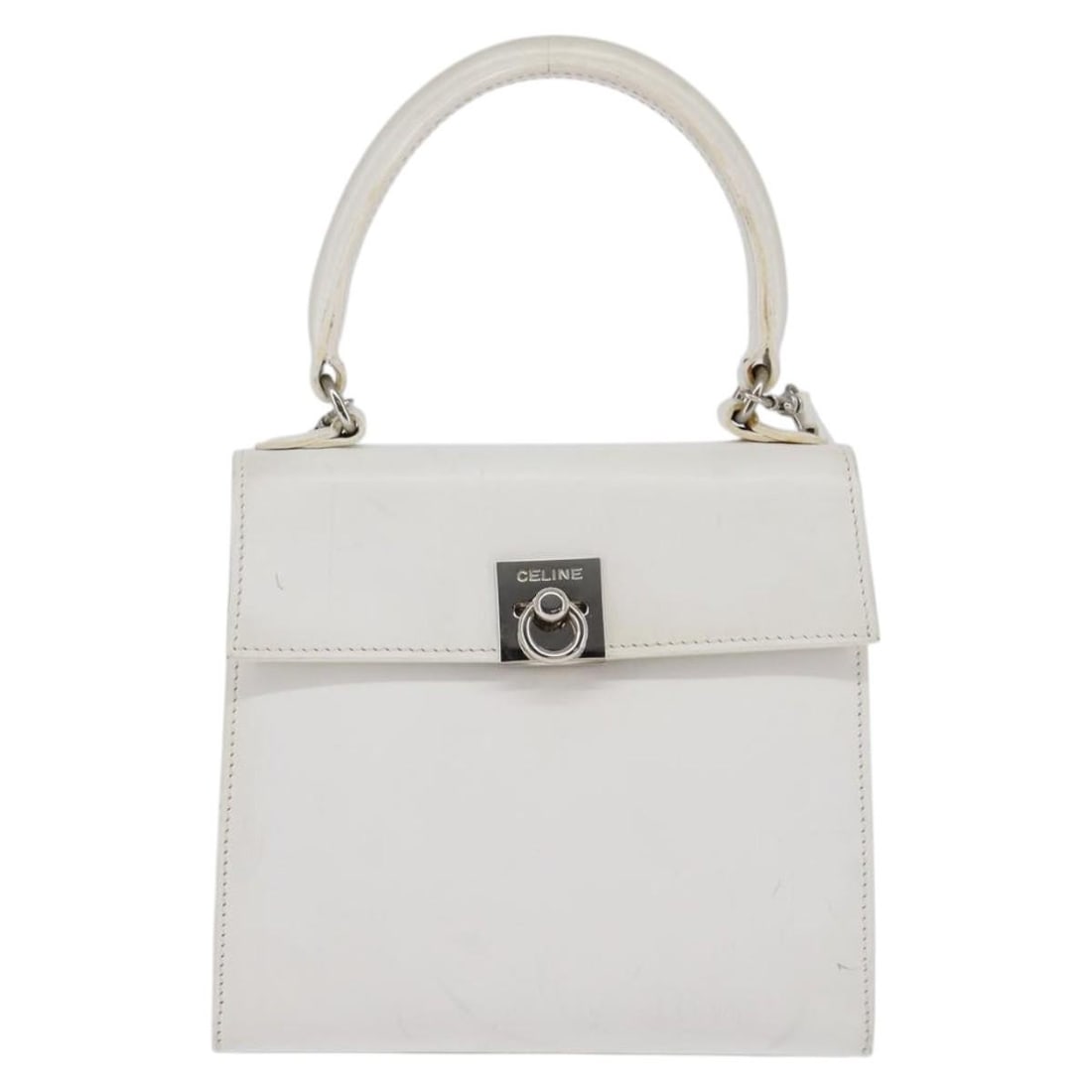 White Celine Gancini Shoulder Handbag with Top Handle (1 of 2)
