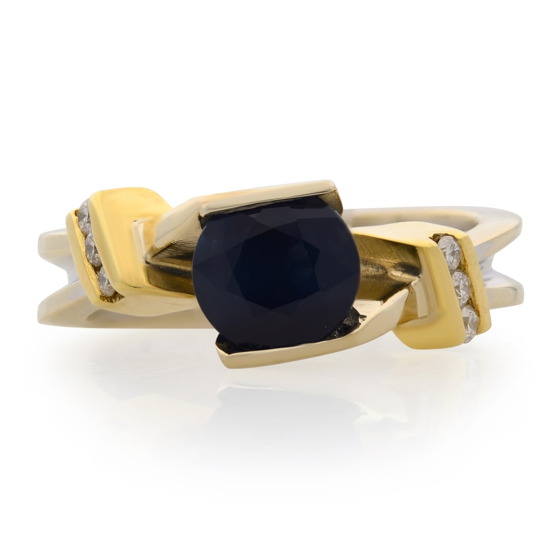 Rachel Koen 14k Multi-Tone Gold Blue Sapphire Diamond Cocktail Ring (1 of 6)