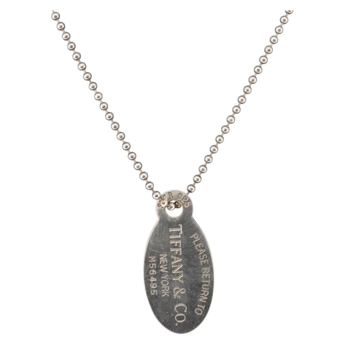 TIFFANY&Co. Return to Oval Tag Necklace Ag925 Silver Authentic: TIFFANY&Co. Return to Oval Tag Necklace Ag925 Silver Authentic This elegant Tiffany & Co. Return to Oval Tag Necklace is crafted in sterling silver (Ag925) and features a sleek design that embodies th