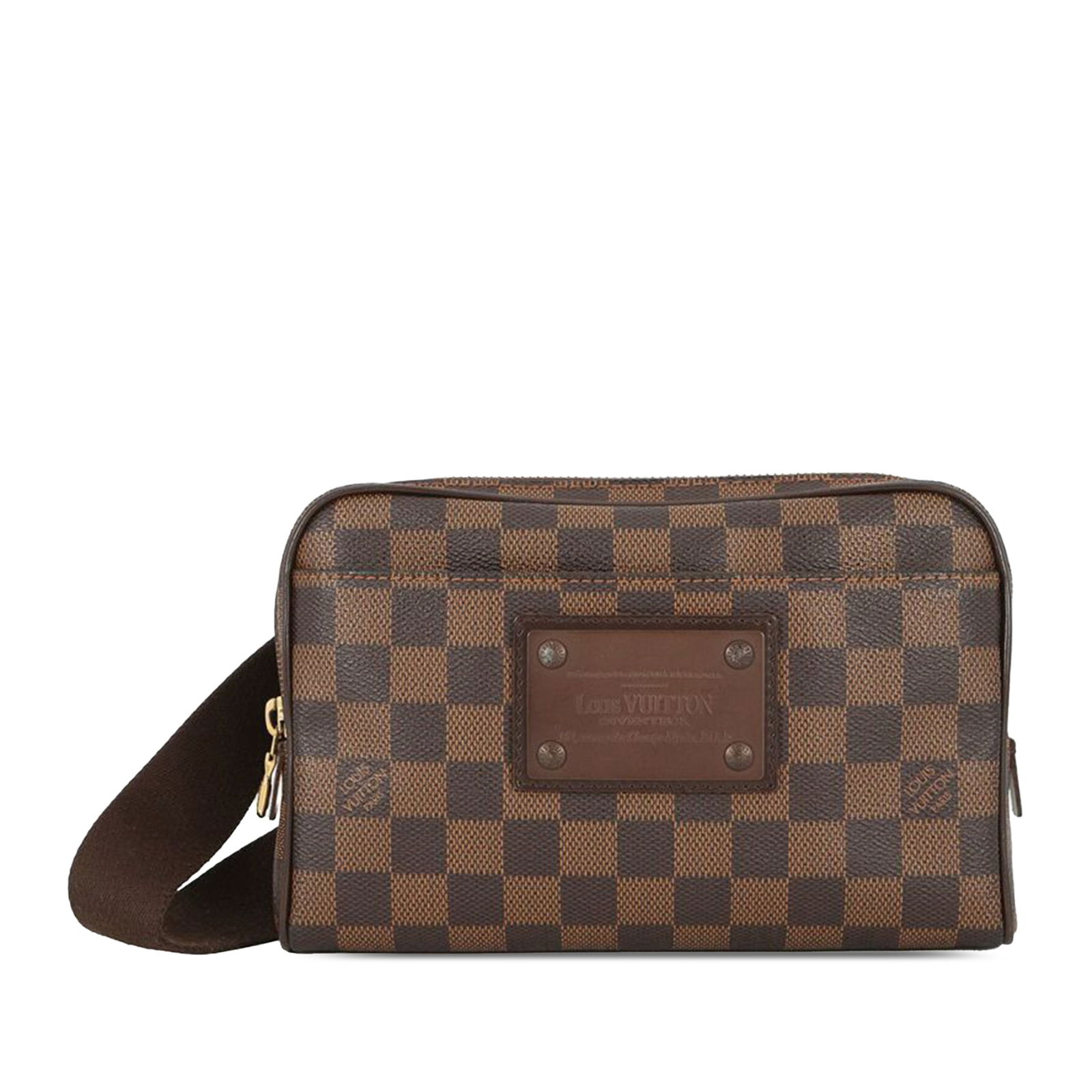 Louis Vuitton Brooklyn Waist Bag Damier Ebene Canvas Brown: Louis Vuitton Brooklyn Waist Bag Damier Ebene Canvas Brown This Louis Vuitton Damier Ebene Brooklyn Bum Bag features a damier patterned canvas exterior in brown, a flat adjustable waist strap, a top z
