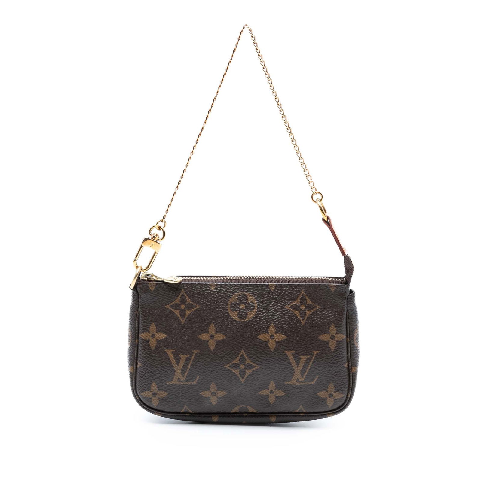Louis Vuitton Monogram Mini Pochette Accessoires Brown Canvas Bag: Louis Vuitton Monogram Mini Pochette Accessoires Brown Canvas Bag The Louis Vuitton Monogram Mini Pochette Accessoires is a stylish and functional accessory crafted from durable monogram canvas. It fe
