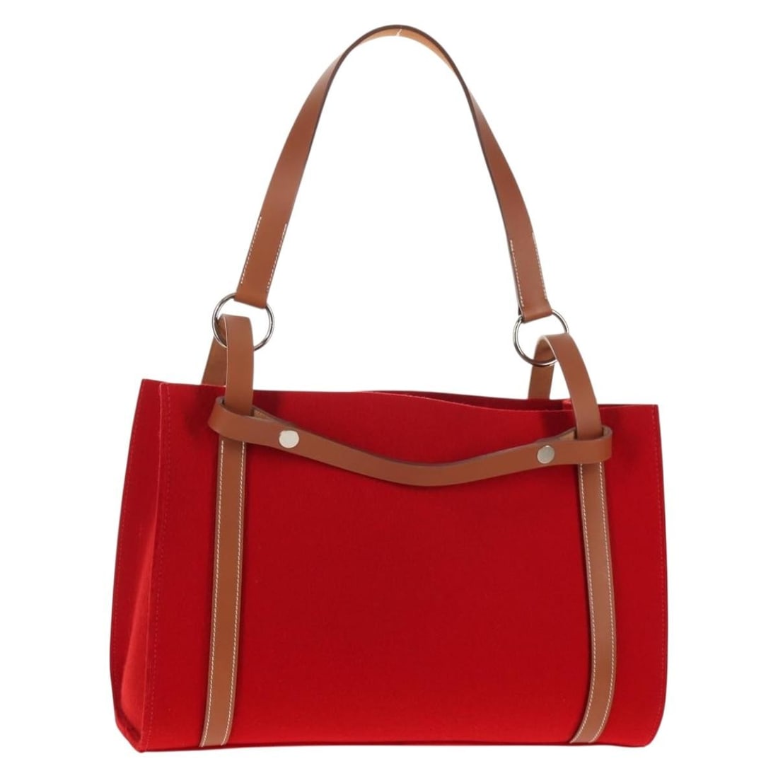 HERMES Cabaricol Red Silver Shoulder Bag Authentic France: HERMES Cabaricol Red Silver Shoulder Bag Authentic France This HERMES Cabaricol Shoulder Bag features a striking combination of red and silver, crafted in France. The bag measures approximately 15.4 i