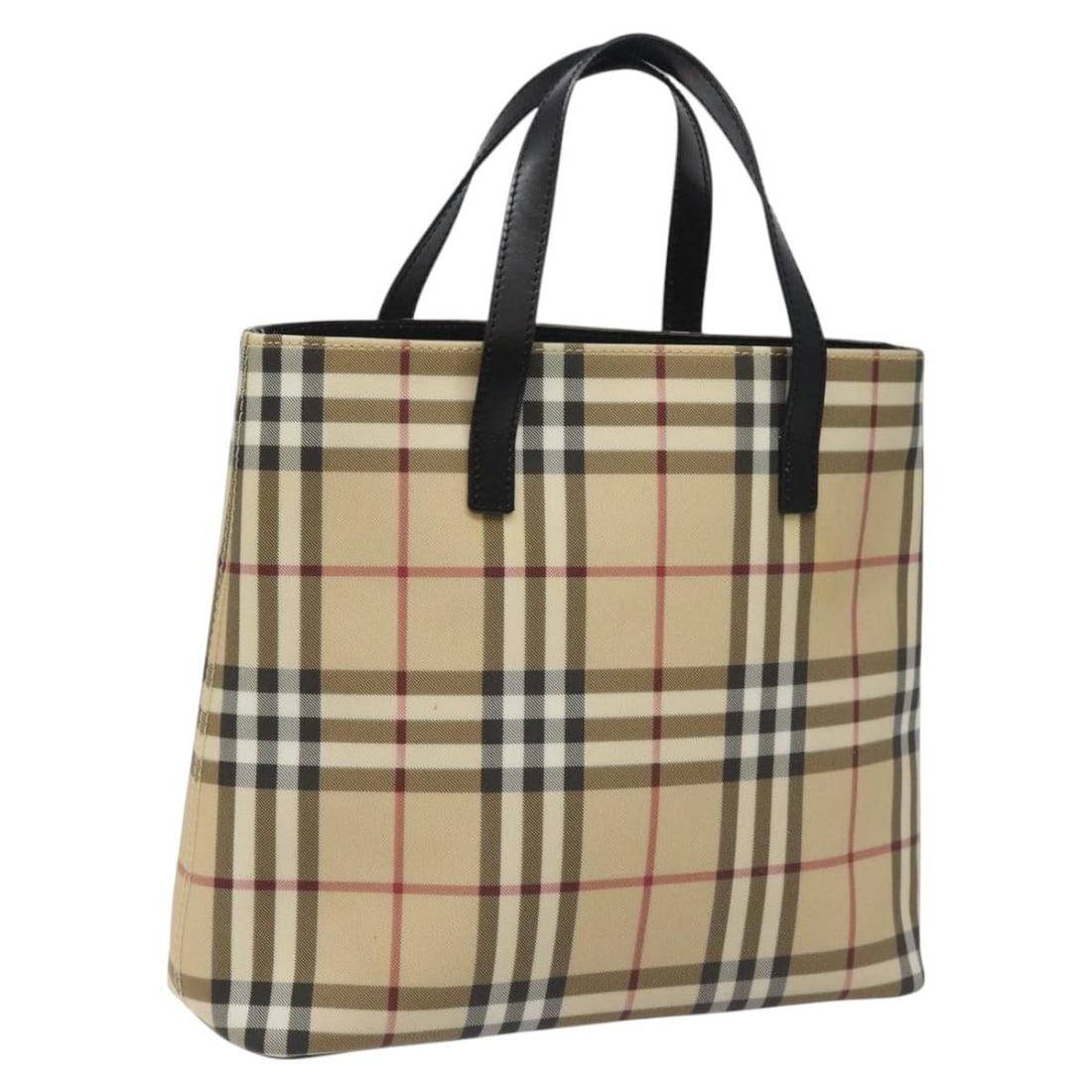 BURBERRY Nova Check Hand Bag Beige PVC Leather Made in Italy (1 of 18)
