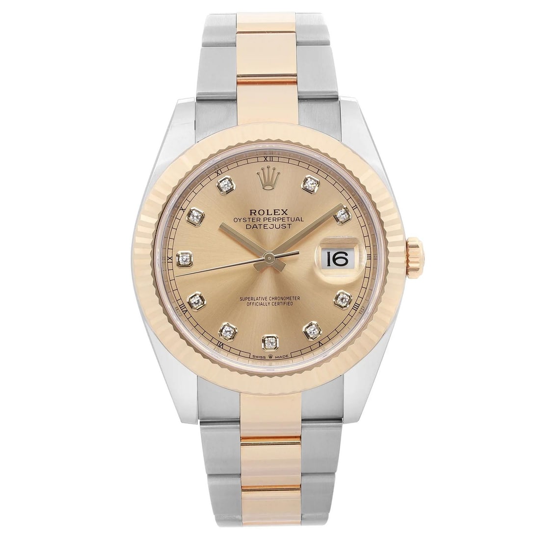 Rolex Datejust 41MM Gold Steel Champagne Diamond Dial Watch 126333 Unworn with Box and Papers: Rolex Datejust 41MM Gold Steel Champagne Diamond Dial Watch 126333 Unworn with Box and Papers Experience luxury with the Rolex Datejust 41MM, a stunning wristwatch that combines elegance and functiona