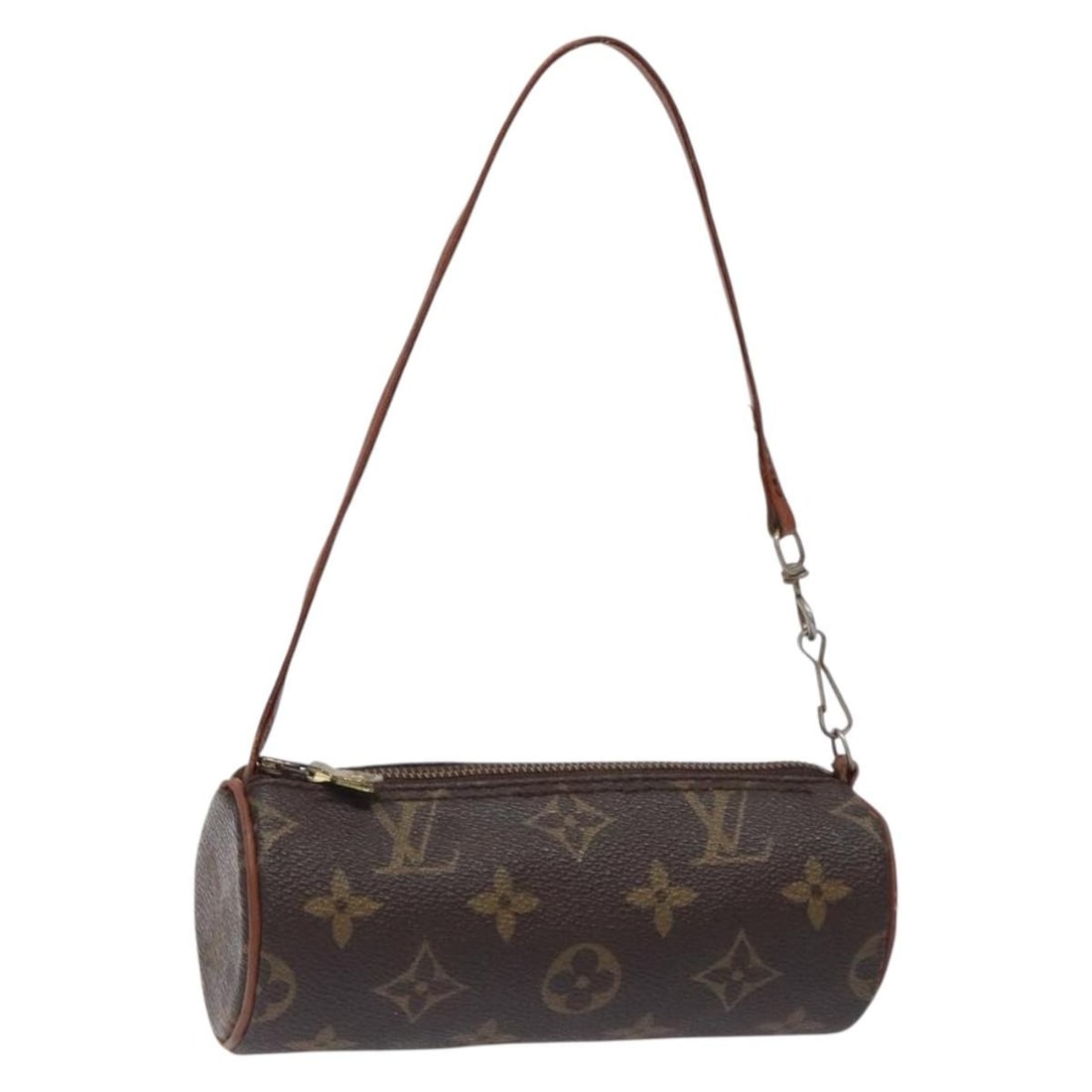 Papillon Pochette clutch bag by Louis Vuitton in brown: Papillon Pochette clutch bag by Louis Vuitton in brown This Louis Vuitton Papillon Pochette features a classic brown exterior with signs of gentle use, including minor rubbing, slight loss of shape, a