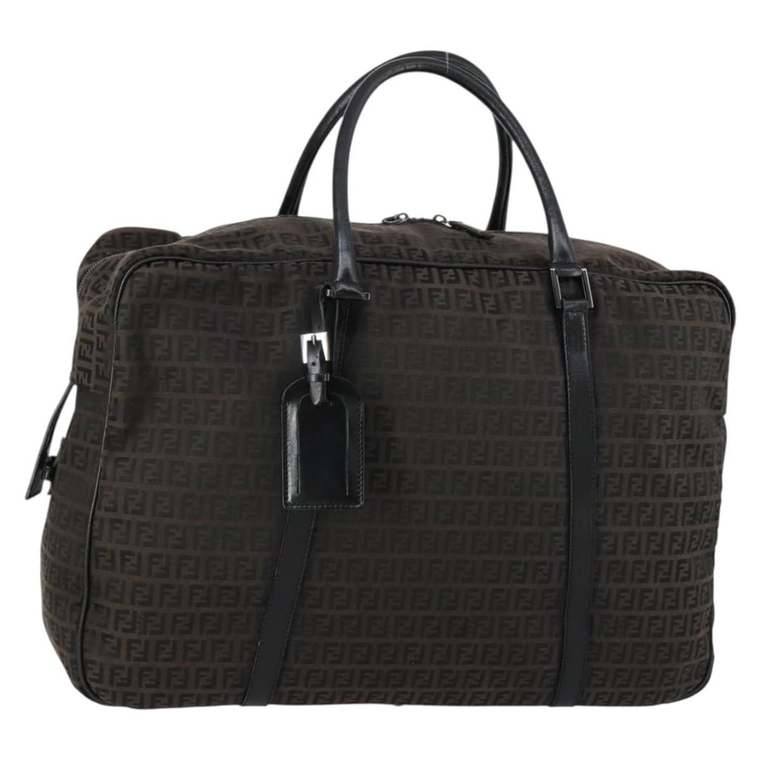 Fendi Zucchino Canvas Boston Bag Brown Black Italy Auth AM9942: Fendi Zucchino Canvas Boston Bag Brown Black Italy Auth AM9942 This authentic Fendi Zucchino Canvas Boston Bag is a stylish accessory that combines functionality with luxury. Crafted in Italy, it feat