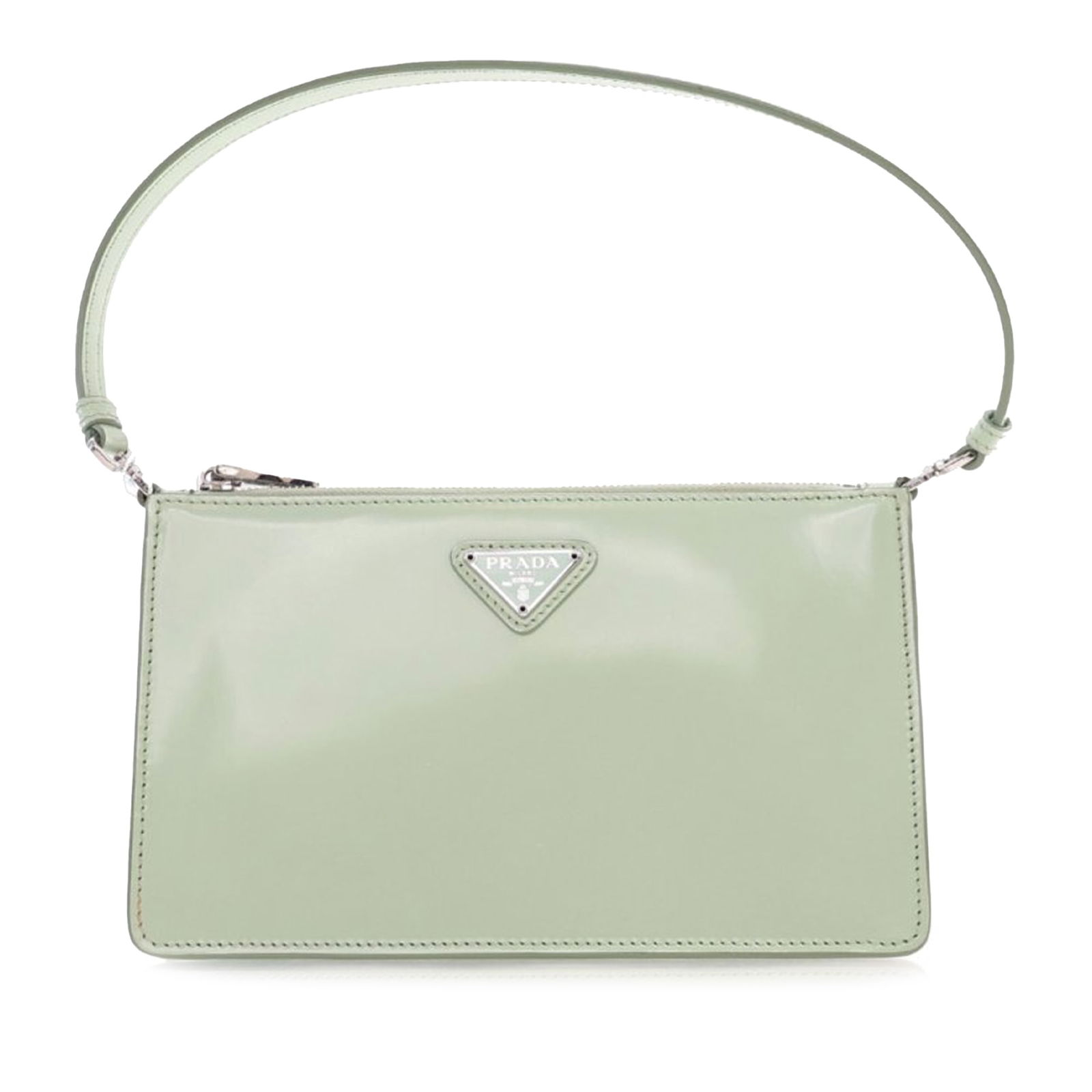 Prada Green Brushed Leather Shoulder Bag with Zip Closure (1 of 15)