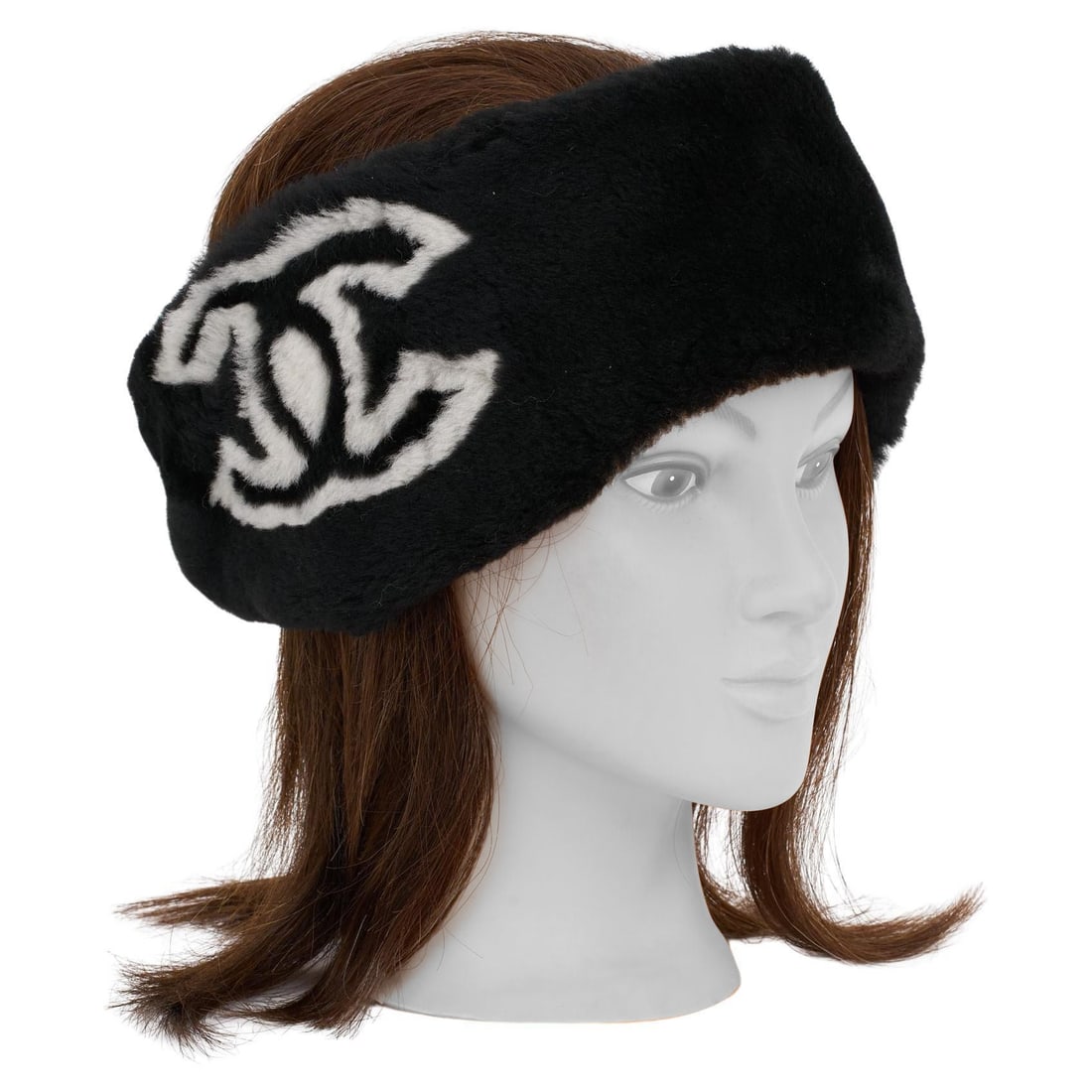 Chanel Black Shearling Headband with Logo for Skiing (1 of 5)