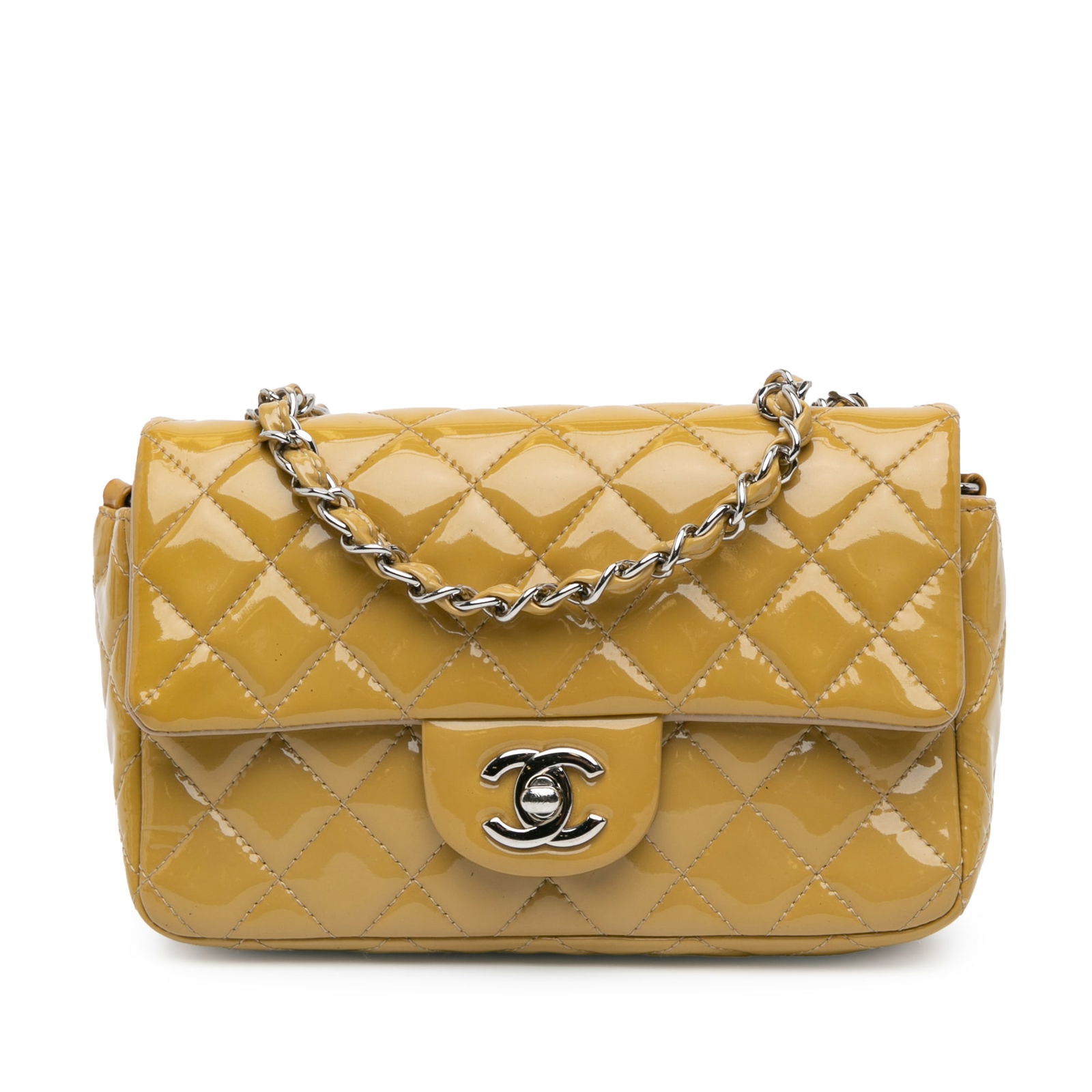 Chanel Mini Rectangular Classic Patent Leather Crossbody Bag Yellow (1 of 9)