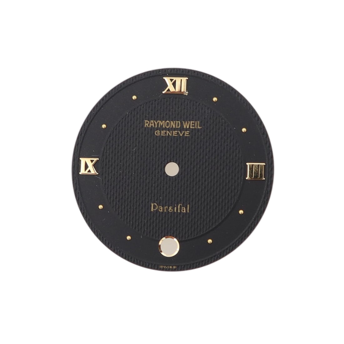 Raymond Weil Parsifal 25mm Black Dial with Roman Numerals: Raymond Weil Parsifal 25mm Black Dial with Roman Numerals Enhance your Raymond Weil Parsifal watch with this exquisite 25 mm black dial featuring elegant Roman numerals. This pre-owned dial is in like