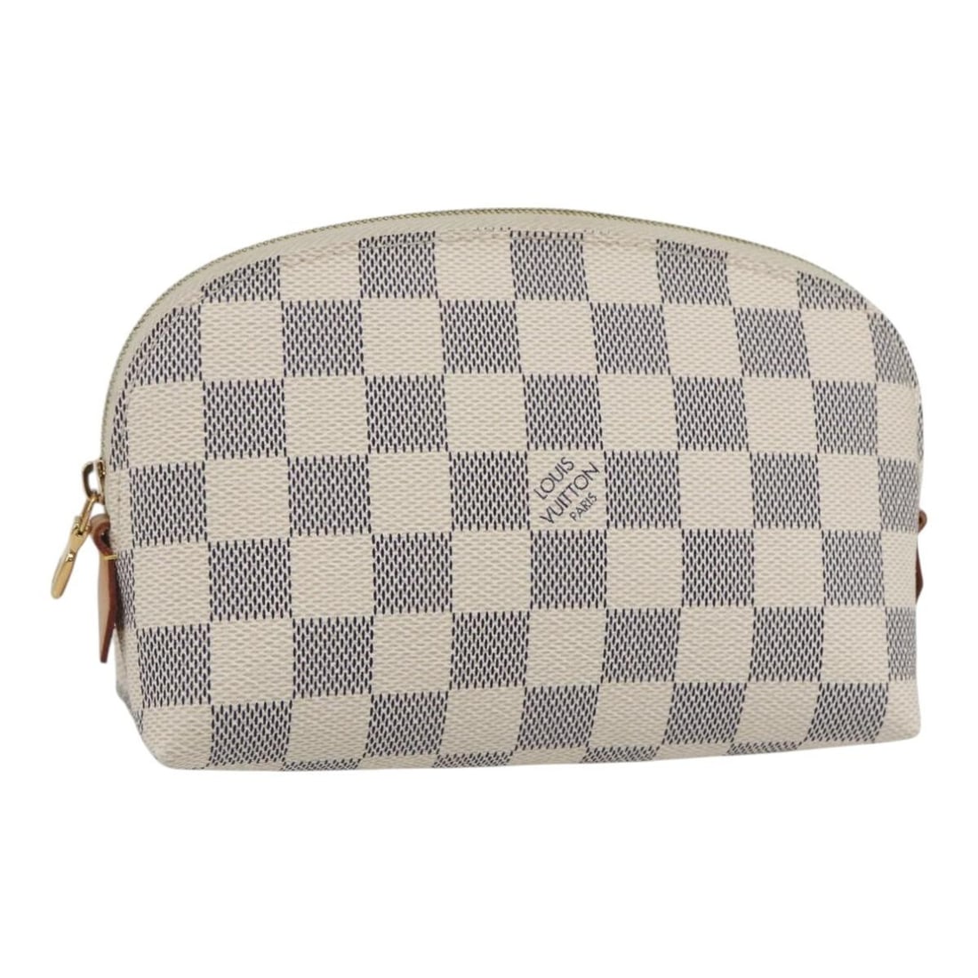 LOUIS VUITTON Damier Azur Cosmetic Pouch N60024 Authenticated: LOUIS VUITTON Damier Azur Cosmetic Pouch N60024 Authenticated This Louis Vuitton Damier Azur Pochette Cosmetic PM Pouch is a stylish accessory crafted from premium Damier Azur canvas. The exterior fea