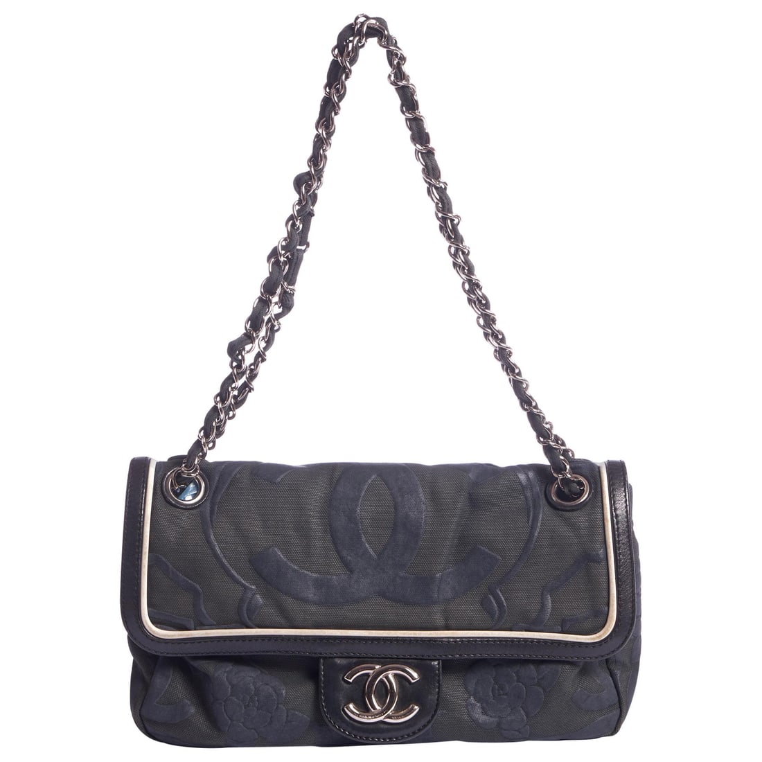 Chanel Olive Green Flap Bag with Silicon Logo 2008/2009: Chanel Olive Green Flap Bag with Silicon Logo 2008/2009 This elegant olive green single flap bag from Chanel features a striking black silicon logo design, making it a standout piece for any collectio