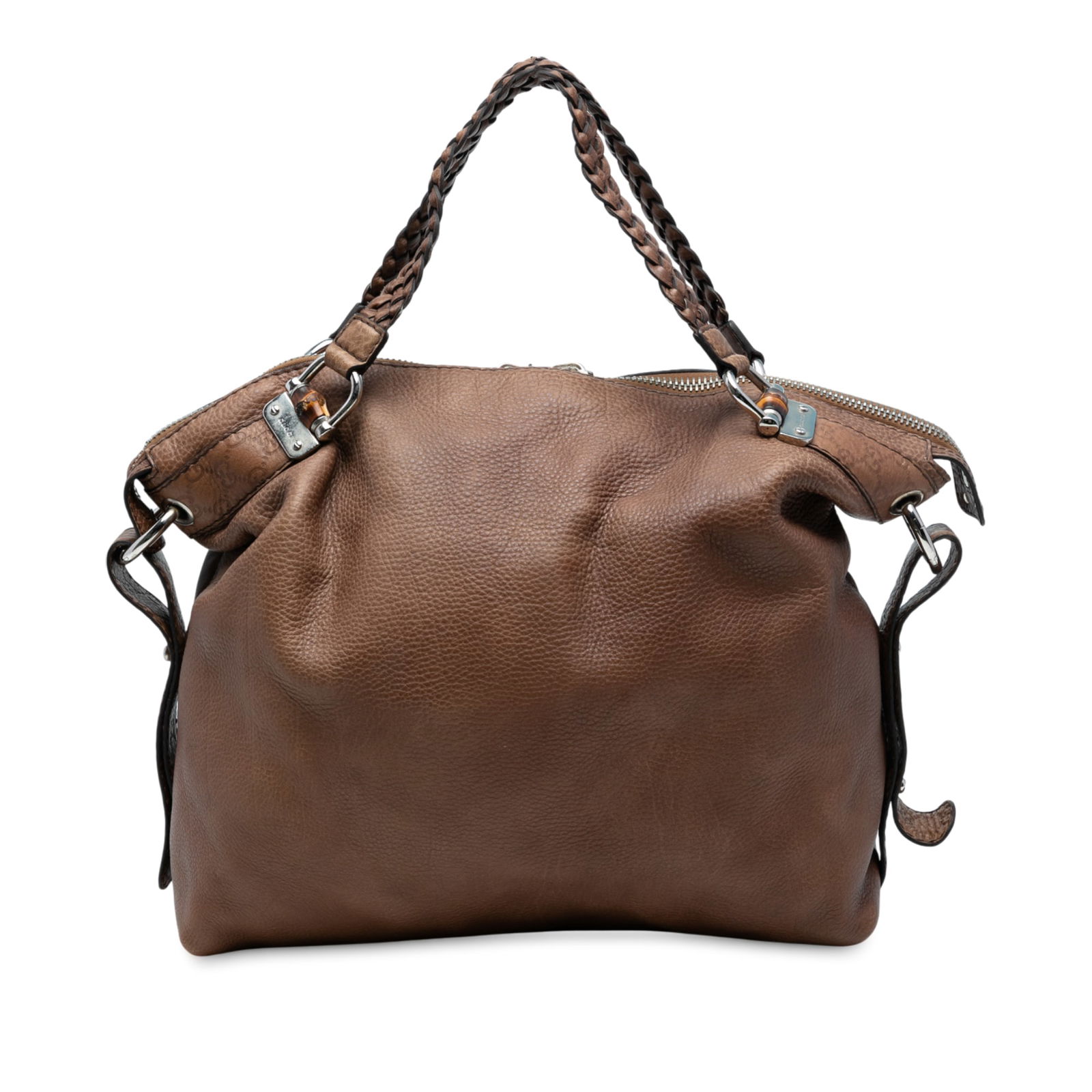 Gucci Bamboo Bar Brown Leather Tote with Braided Shoulder Straps (1 of 7)
