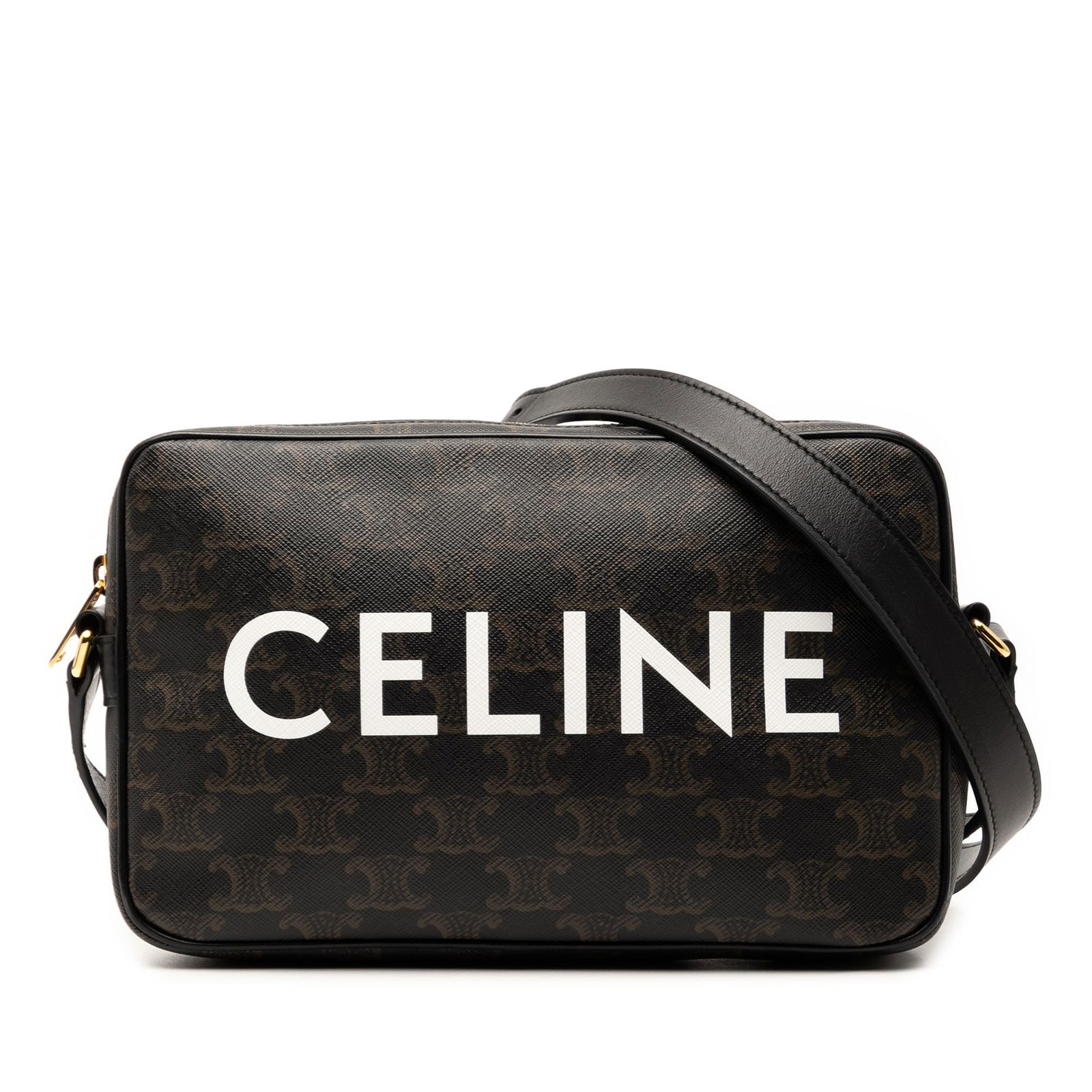 Celine Medium Triomphe Brown Coated Canvas Crossbody Bag (1 of 7)