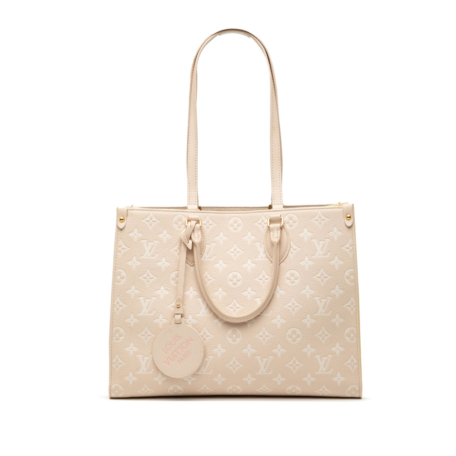 Louis Vuitton Monogram Empreinte Onthego MM Brown Leather Bag: Louis Vuitton Monogram Empreinte Onthego MM Brown Leather Bag The Louis Vuitton Monogram Empreinte Spring In The City Onthego MM is a sophisticated handbag crafted from high-quality monogram empreinte
