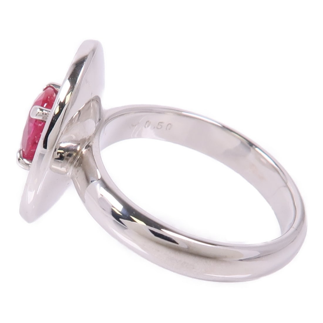 JEWELRY 18K White Gold Ruby Diamond Ring Size 6 - 3