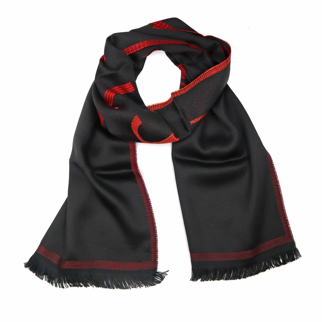 Versace Black Red Men's Scarf ISC38R2WIT02846I4081 Wool Acrylic Made in Italy (1 of 4)