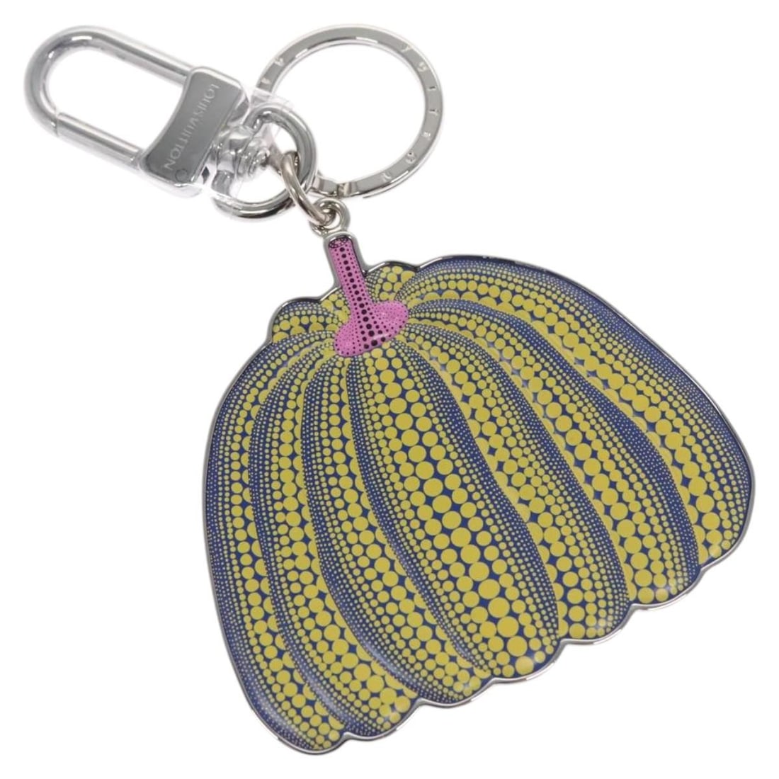 LOUIS VUITTON LVxYK Silver Metal Pumpkin Key Ring M01103 Authentic: LOUIS VUITTON LVxYK Silver Metal Pumpkin Key Ring M01103 Authentic This LOUIS VUITTON LVxYK Porte Cles Pumpkin Key Ring is a stylish accessory crafted from high-quality metal in a sleek silver finish.