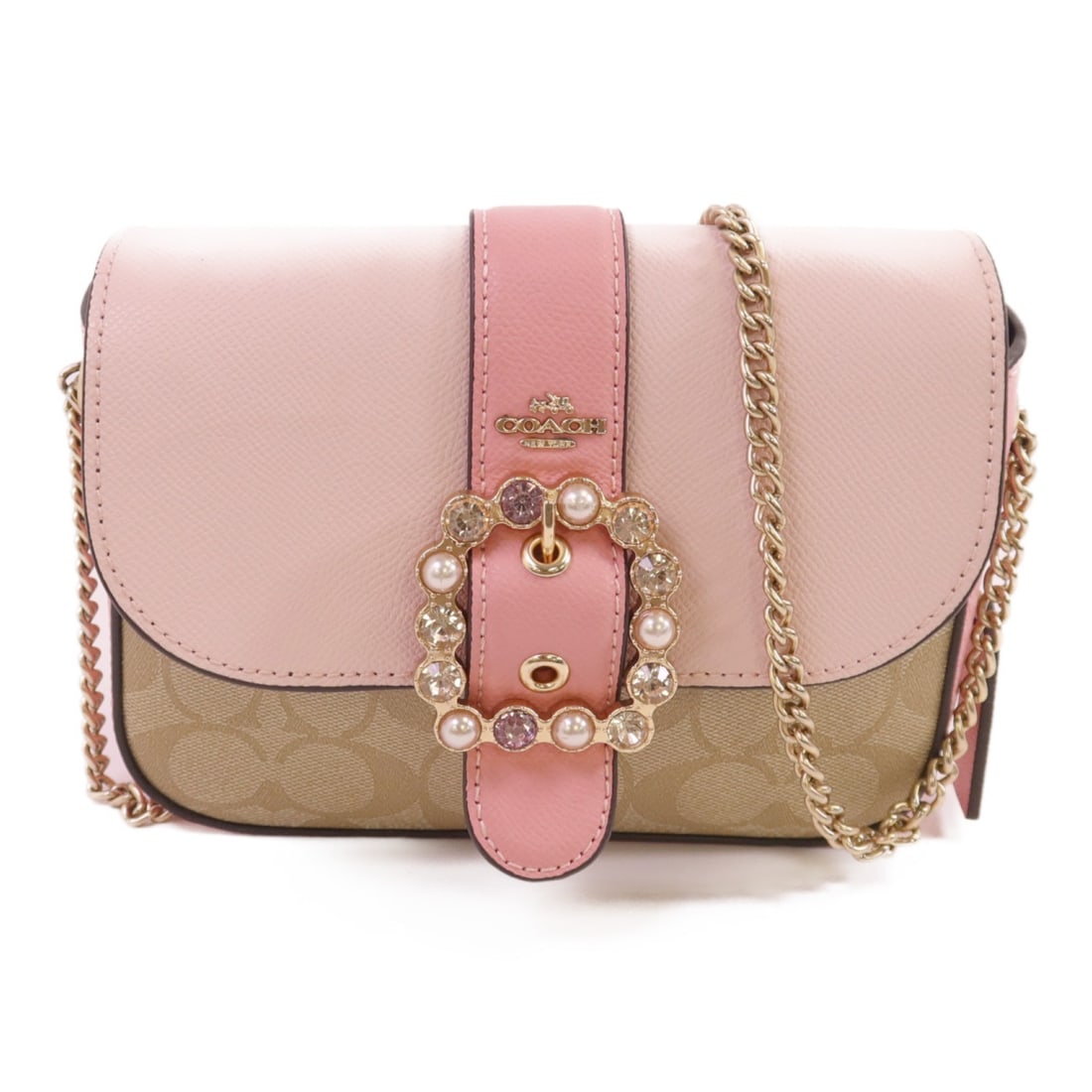 Coach Brown Pink Coated Canvas Shoulder Crossbody Bag with Gold Hardware (1 of 15)