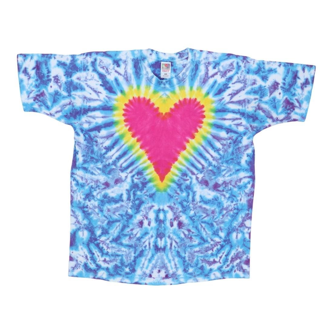 Vintage 1990s Heart Tie Dye Shirt 100% Cotton XXL (1 of 5)