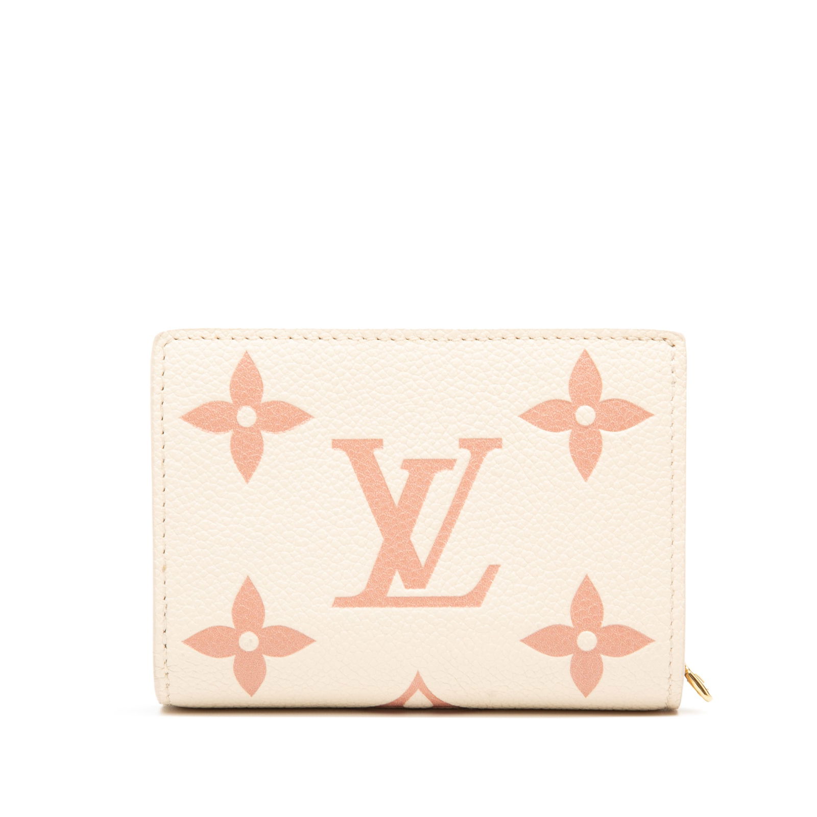 Louis Vuitton Clea Wallet in Monogram Empreinte Pink Leather: Louis Vuitton Clea Wallet in Monogram Empreinte Pink Leather This Louis Vuitton Clea Wallet features the signature Monogram Empreinte leather in a pink hue. It is designed with both a zip and press-st