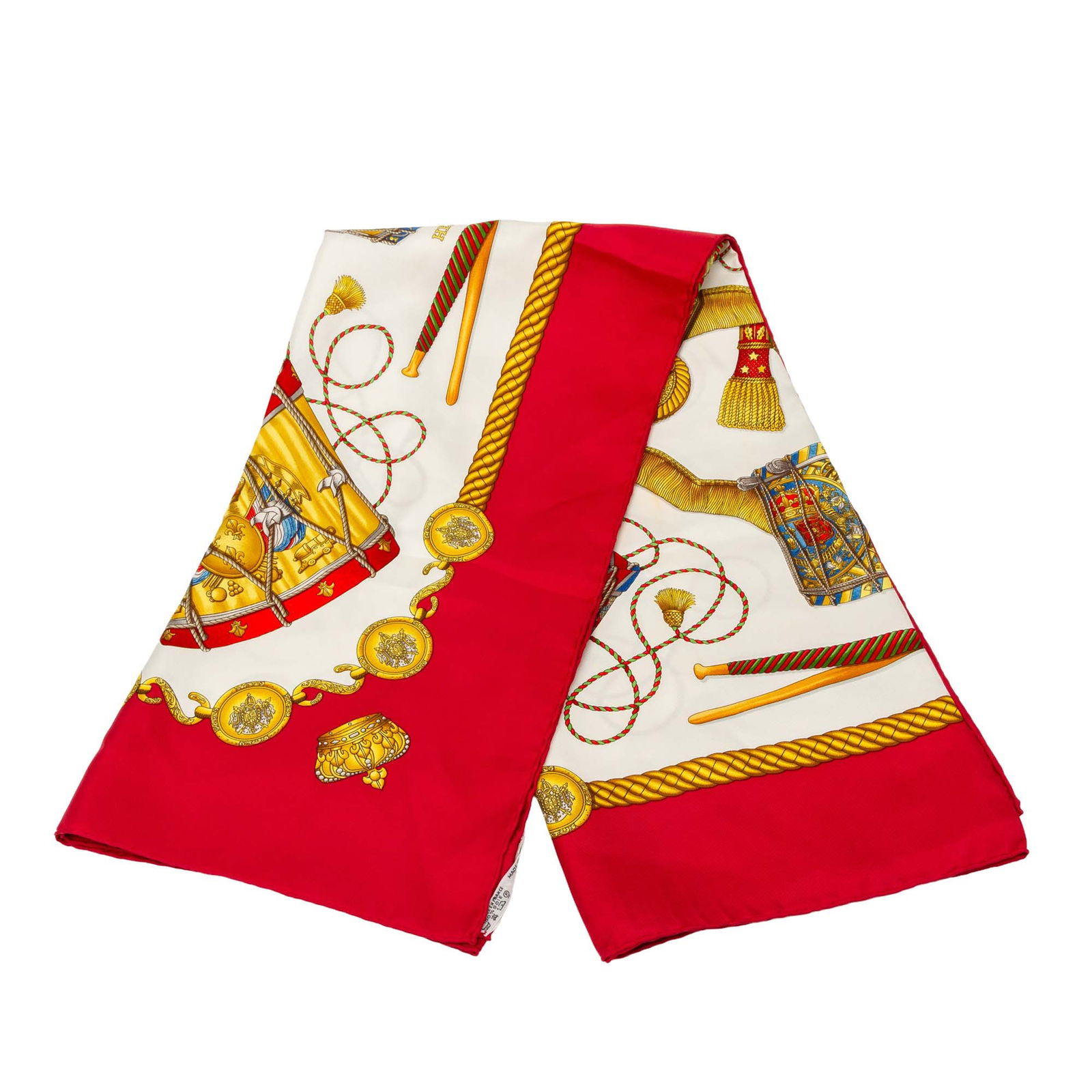 Les Tambours print square scarf in silk by Hermes France (1 of 7)