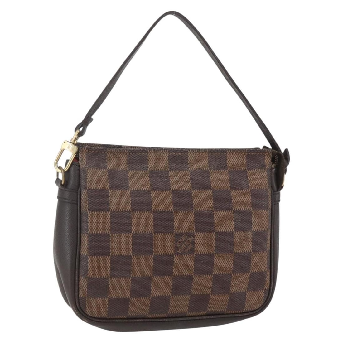 Brown Louis Vuitton Trousse Cosmetic Clutch Pouch: Brown Louis Vuitton Trousse Cosmetic Clutch Pouch This Louis Vuitton Trousse make up bag features a classic brown exterior with a pouch design. The bag shows signs of use, including surface deformatio