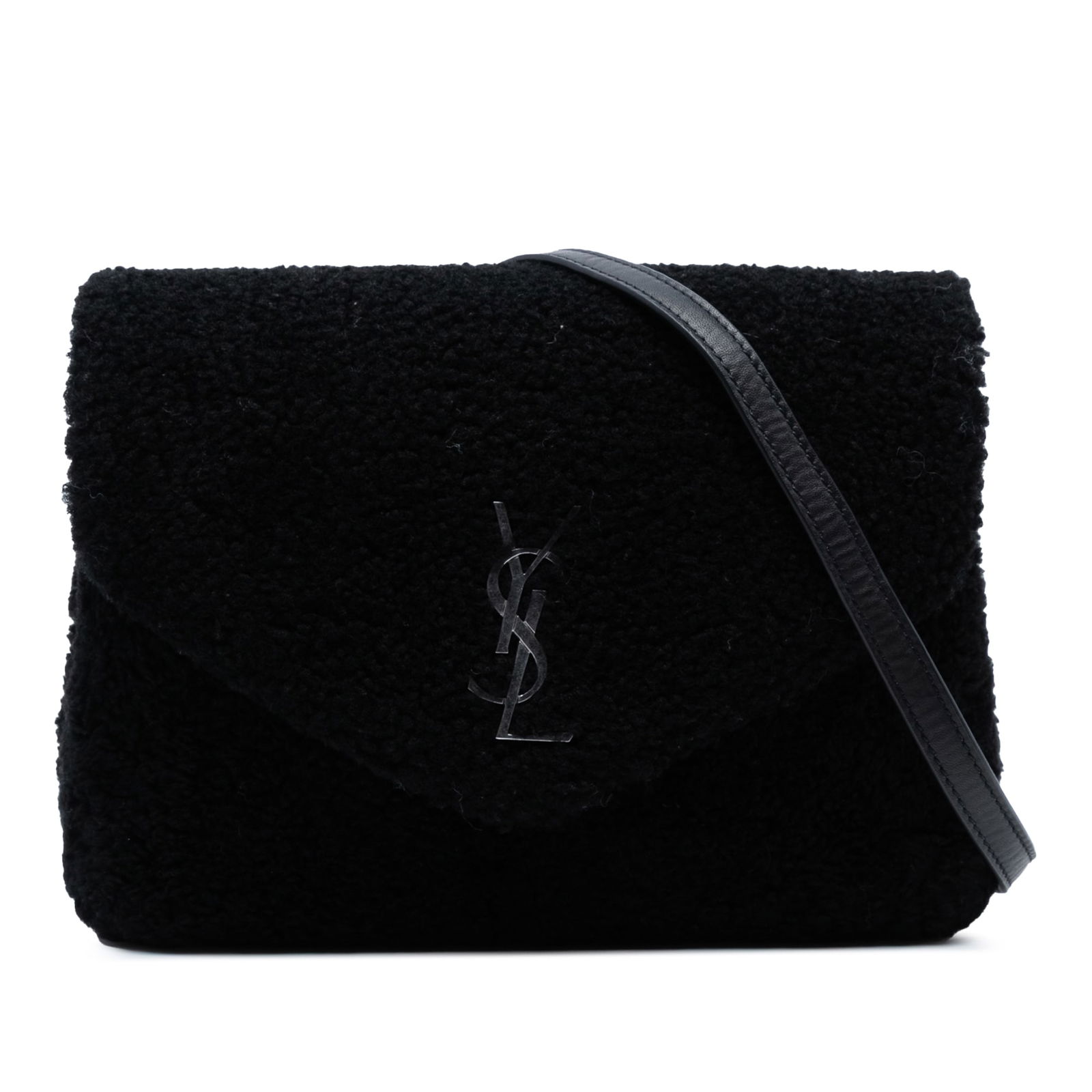 Saint Laurent Toy Shearling Loulou Black Crossbody Bag: Saint Laurent Toy Shearling Loulou Black Crossbody Bag Introducing the Saint Laurent Toy Shearling Loulou Crossbody, a stylish accessory crafted with a luxurious fur body. This bag features a detachab