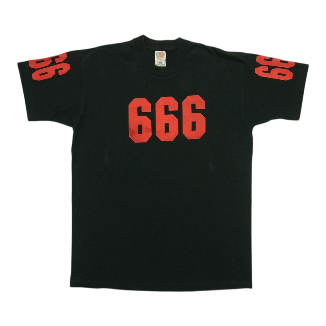 1990s Archaic Smile Beelzebub 666 Vintage Cotton Shirt: 1990s Archaic Smile Beelzebub 666 Vintage Cotton Shirt Step back into the 1990s with this original vintage Archaic Smile Beelzebub 666 Shirt. This true vintage piece features striking front and back g