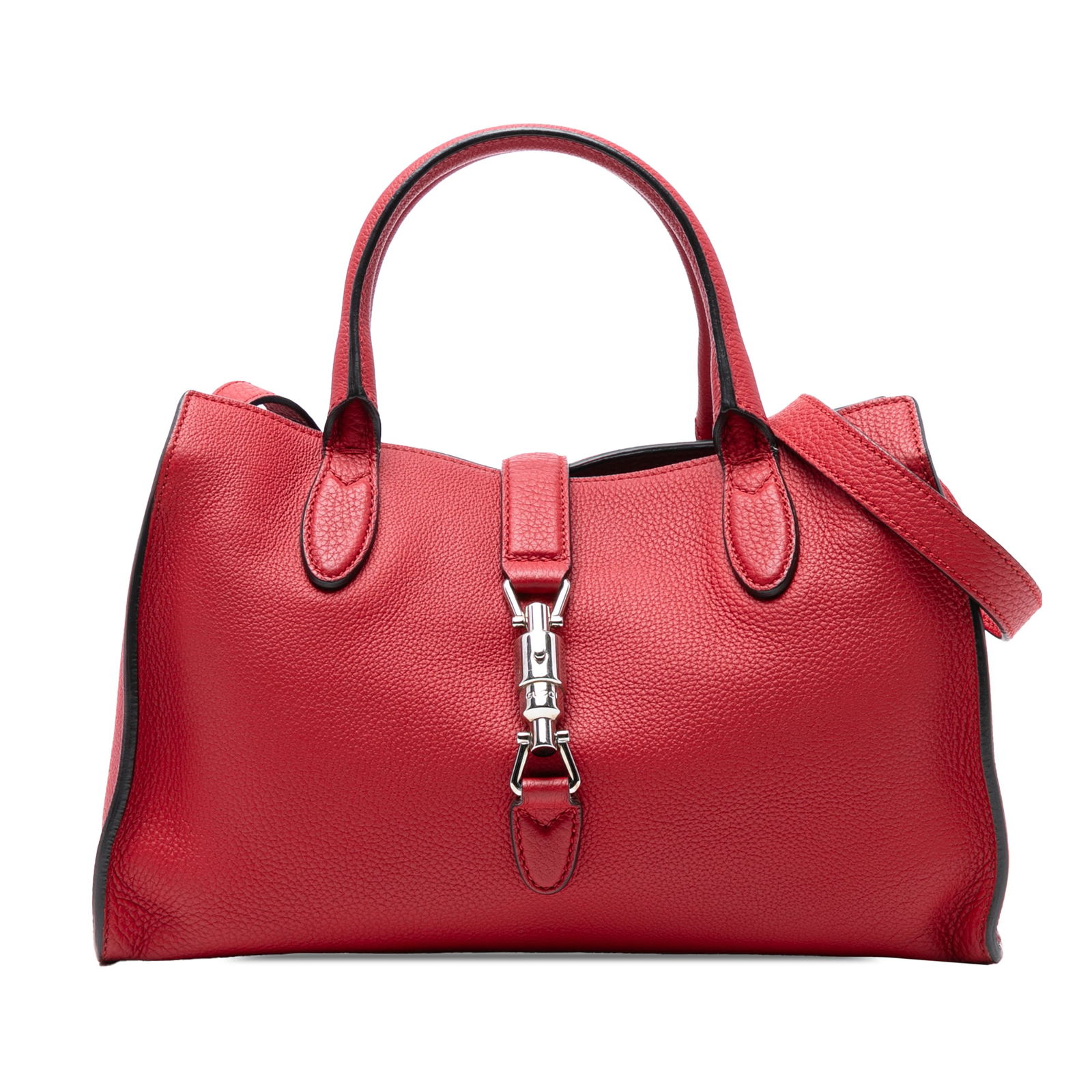 Gucci Small Grained Calfskin Soft Jackie Tote Red Leather Bag (1 of 7)