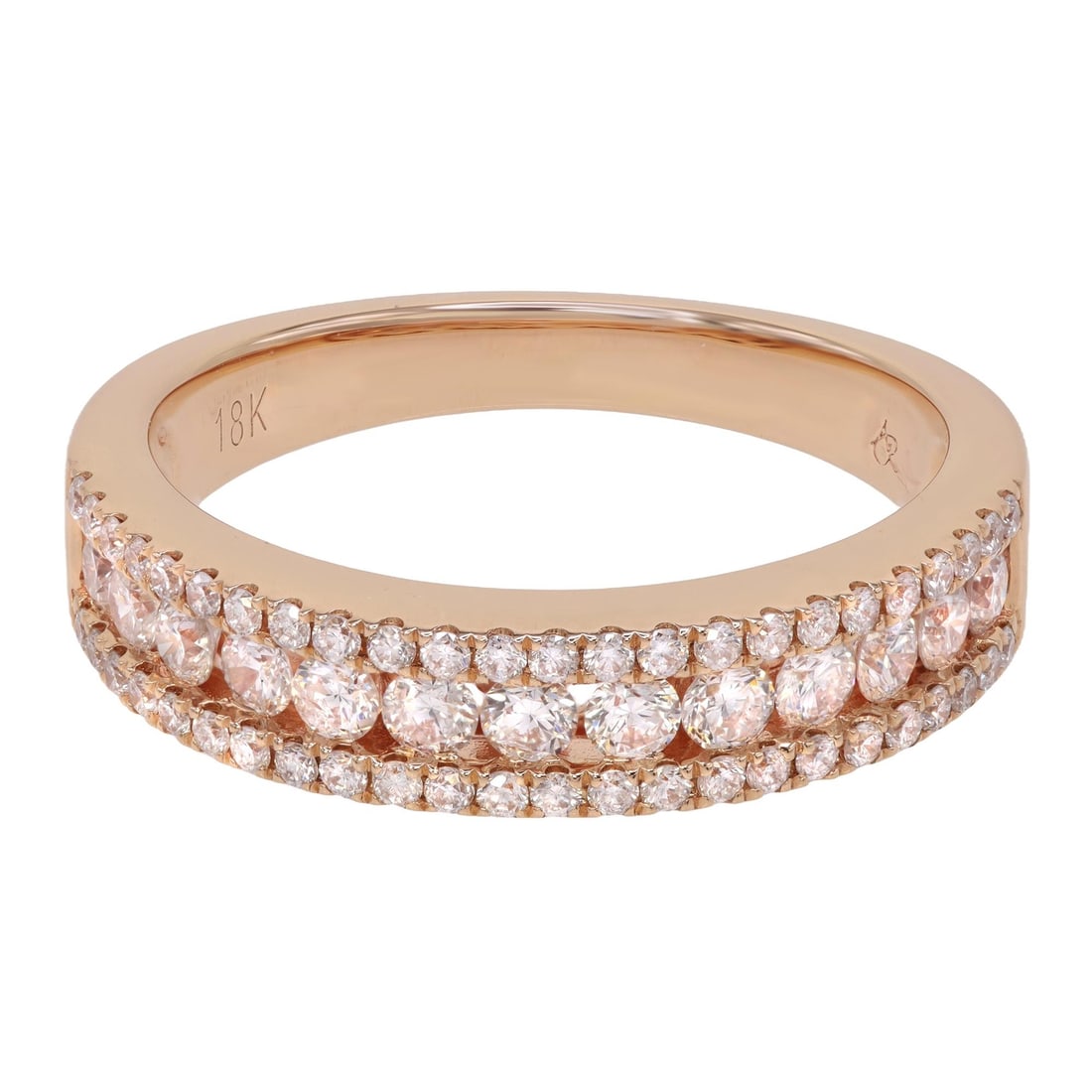 Rachel Koen 18K Rose Gold Diamond Halfway Wedding Band 0.76ct: Rachel Koen 18K Rose Gold Diamond Halfway Wedding Band 0.76ct This exquisite Rachel Koen wedding band ring is crafted in luxurious 18K rose gold and features a stunning halfway design adorned with rou