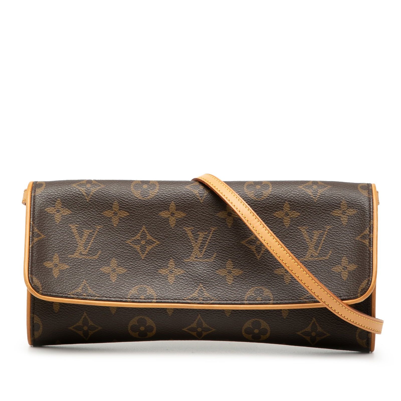 Louis Vuitton Monogram Pochette Twin GM Brown Canvas Bag: Louis Vuitton Monogram Pochette Twin GM Brown Canvas Bag The Louis Vuitton Monogram Pochette Twin GM is a stylish bag crafted from durable monogram canvas with elegant vachetta leather trim. This comp