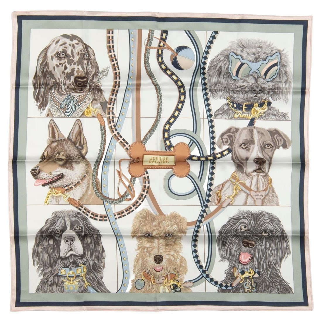 Hermes Jour de Casting Scarf 100% Silk NIB with Box: Hermes Jour de Casting Scarf 100% Silk NIB with Box Discover the exquisite Hermes "Jour de Casting" scarf, a stunning accessory crafted from 100% silk featuring hand-rolled edges. This modern scarf me