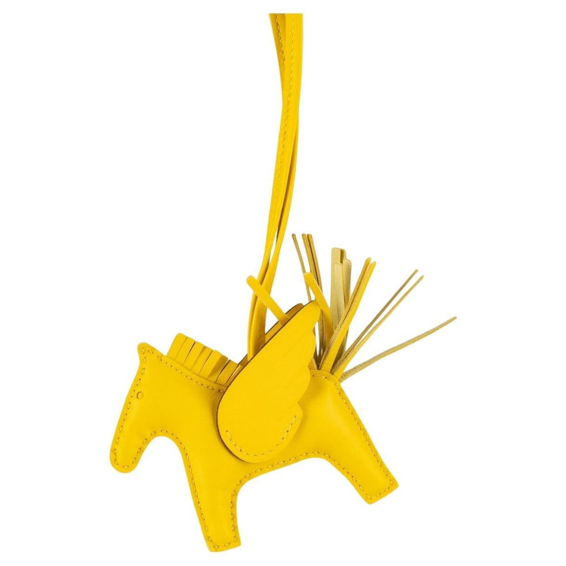 Hermes Pegase Rodeo Charm in Jaune de Naples Leather NIB: Hermes Pegase Rodeo Charm in Jaune de Naples Leather NIB Introducing the exquisite Hermes Pegase Jaune Rodeo Charm, crafted in France during the 21st Century. This charming accessory features a deligh