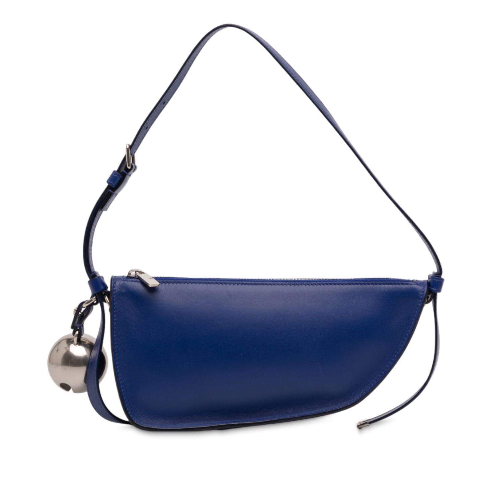Burberry Mini Shield Shoulder Bag in Blue Lambskin Leather: Burberry Mini Shield Shoulder Bag in Blue Lambskin Leather This Burberry Mini Shield shoulder bag features a lambskin leather body in blue, an adjustable flat leather shoulder strap, and a top zip clo