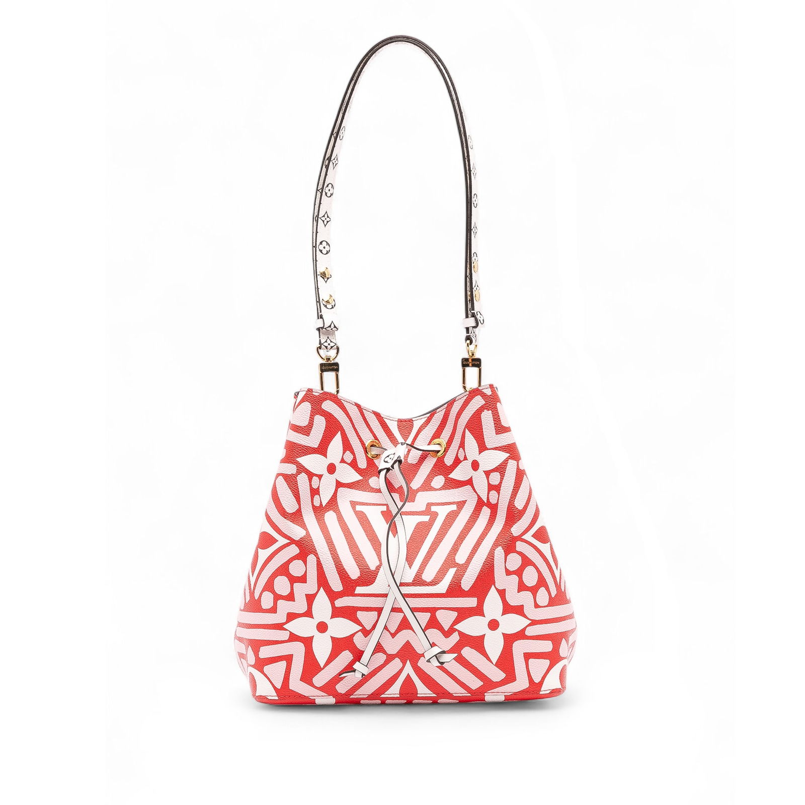 Louis Vuitton Monogram Giant Crafty Neonoe MM Red Bag: Louis Vuitton Monogram Giant Crafty Neonoe MM Red Bag Introducing the Louis Vuitton Monogram Giant Crafty Neonoe MM, a stylish and functional handbag that embodies luxury and practicality. Crafted fro