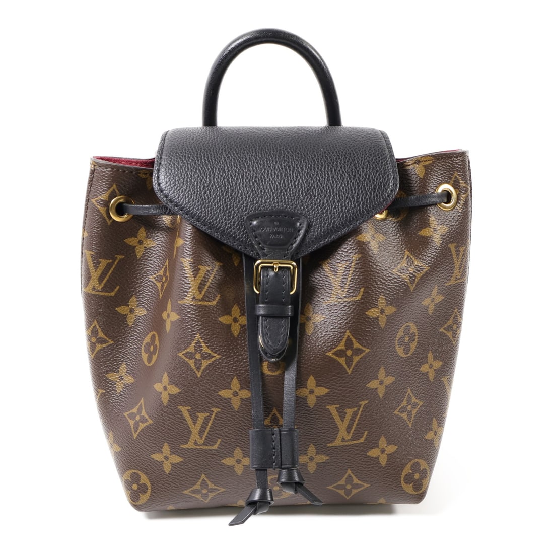Louis Vuitton Montsouris BB Brown Monogram Backpack with Gold Hardware: Louis Vuitton Montsouris BB Brown Monogram Backpack with Gold Hardware This Louis Vuitton Montsouris BB rucksack backpack features the iconic monogram design in brown and black. Crafted from durable P