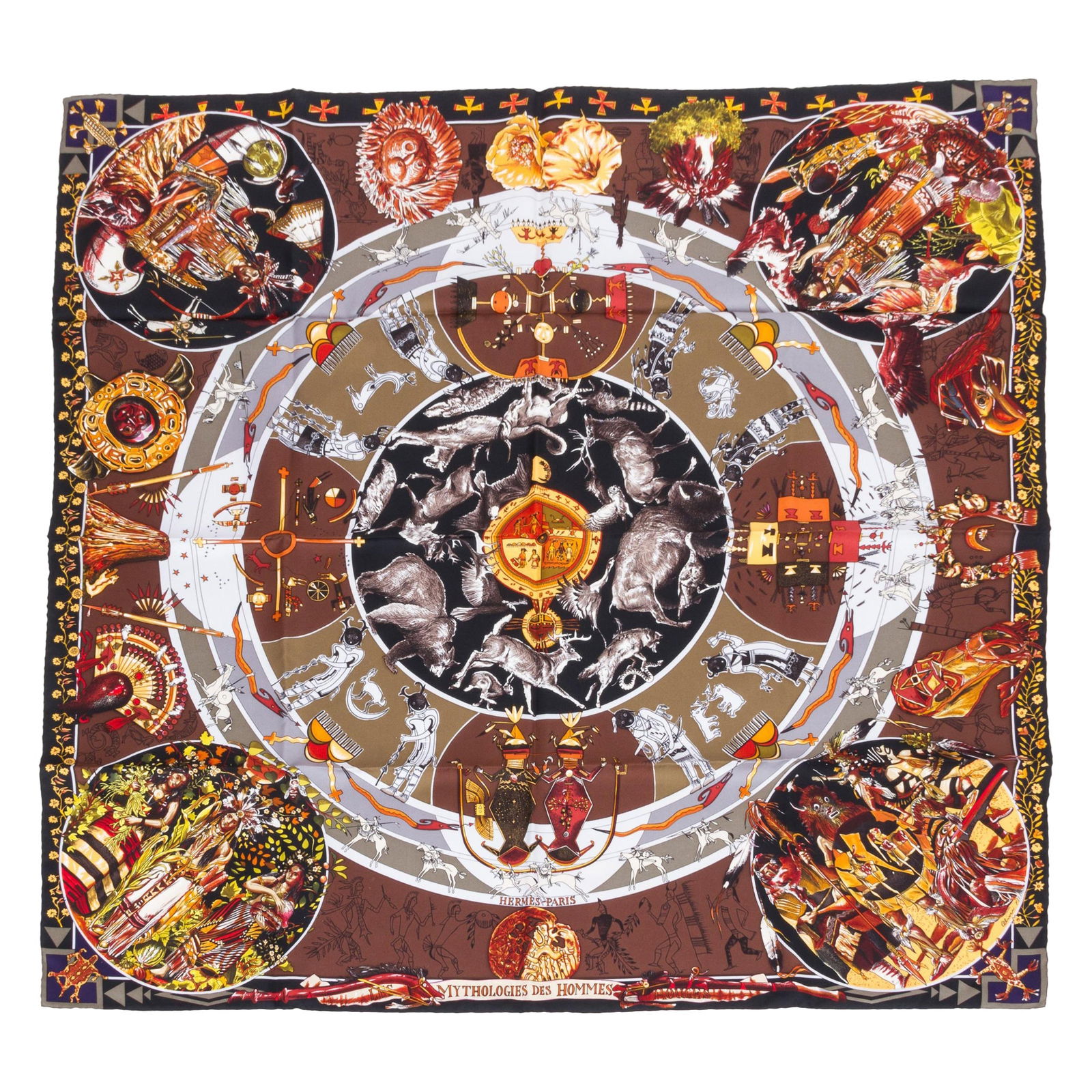 Hermes Kermit Oliver Mythologies des Hommes Silk Scarf 35 in Mint (1 of 4)