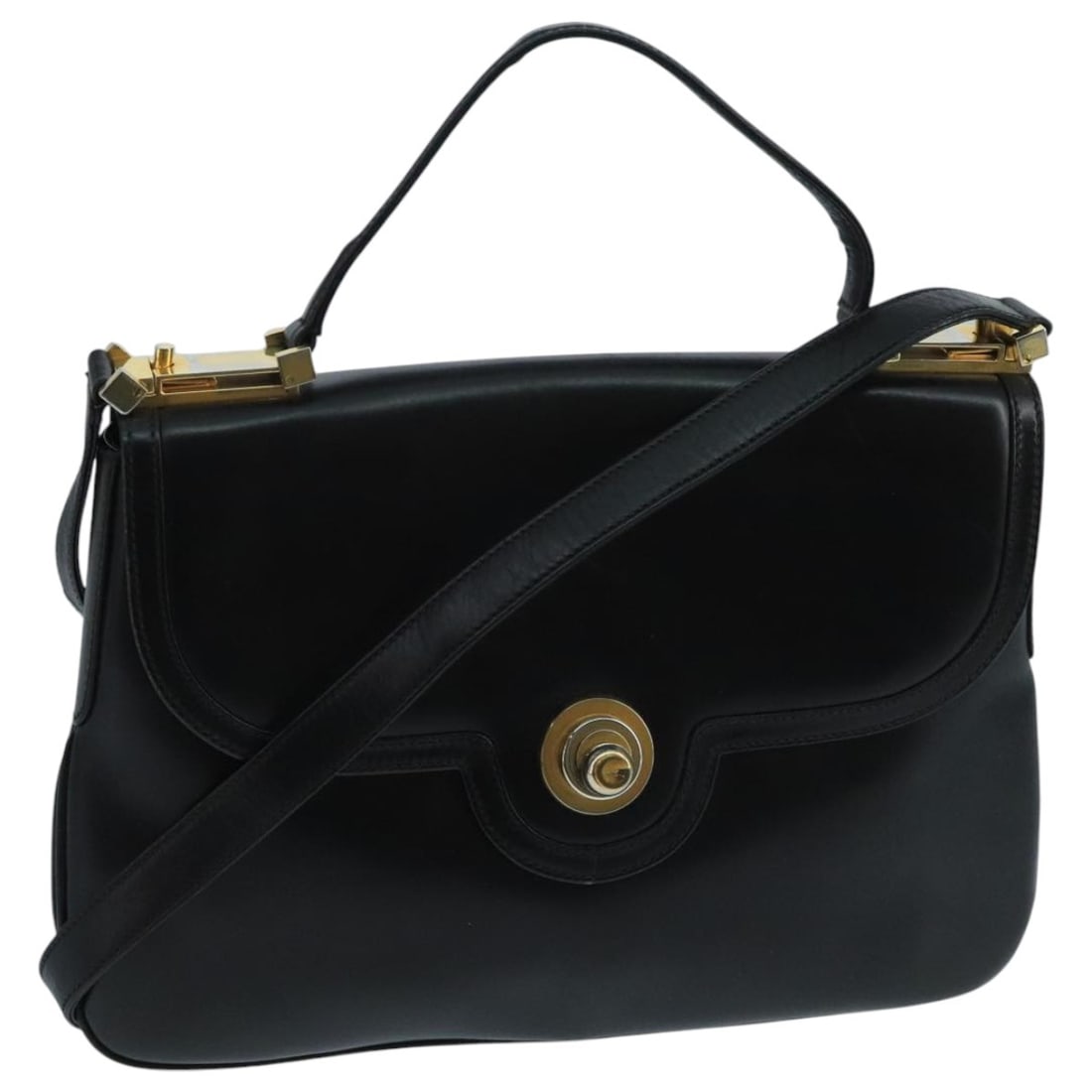 Vintage Gucci Black Leather Shoulder Purse for Women: Vintage Gucci Black Leather Shoulder Purse for Women This vintage Gucci shoulder bag features a classic black exterior with signs of gentle use, including minor rubbing and slight stains on the outer