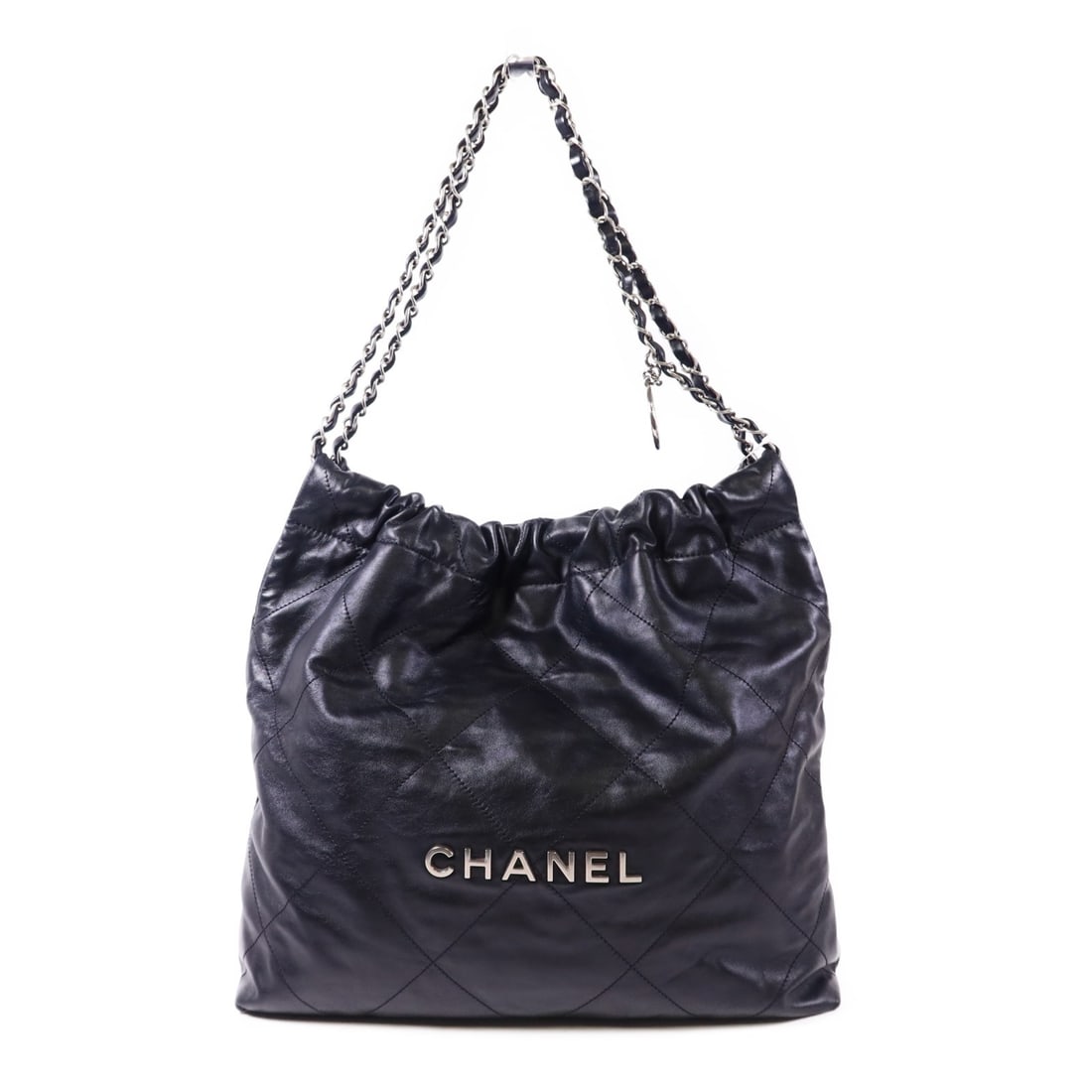 Chanel 22 Small Black Calfskin Chain Shoulder Bag with Silver Hardware (1 of 18)