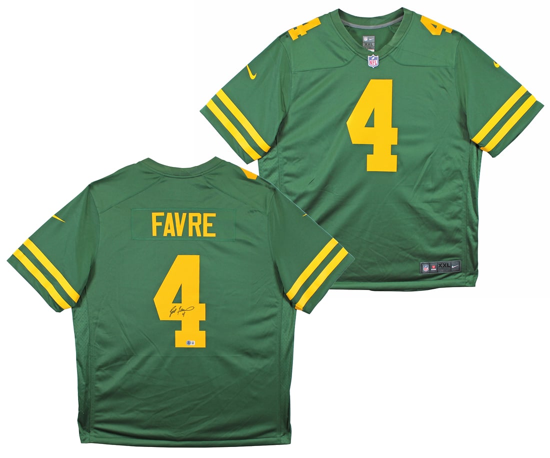 Brett Favre Signed Green Color Rush Nike Jersey BAS Witnessed (1 of 6)