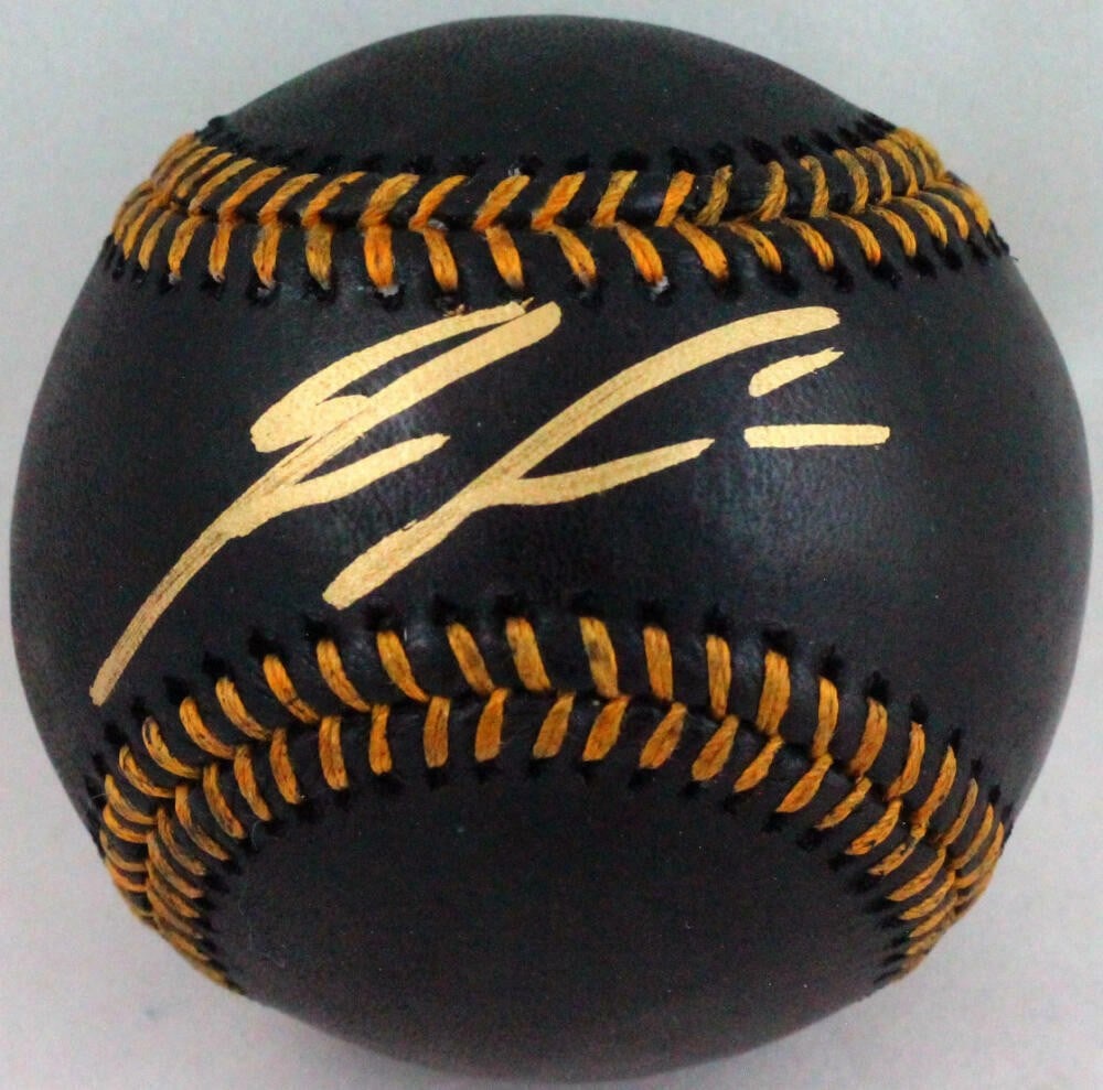 Ronald Acuna Autographed Black Rawlings OML Baseball Beckett Authenticated (1 of 6)