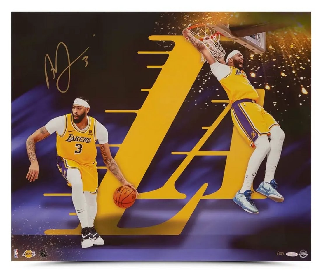 Anthony Davis Autographed 20x24 Photo Lakers Run LA #/103 UDA: Anthony Davis Autographed 20x24 Photo Lakers Run LA #/103 UDA Commemorate the legacy of Anthony Davis with this autographed 20X24 photo featuring him during his time with the Los Angeles Lakers. Celeb