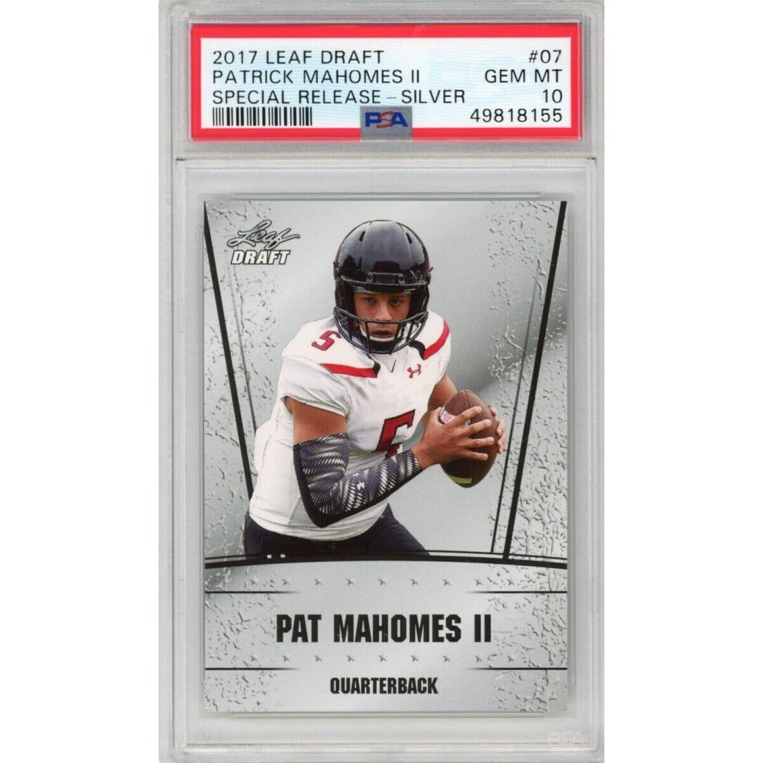2017 Leaf Draft Patrick Mahomes II #07 PSA 10 Special Release Rookie Card (1 of 2)