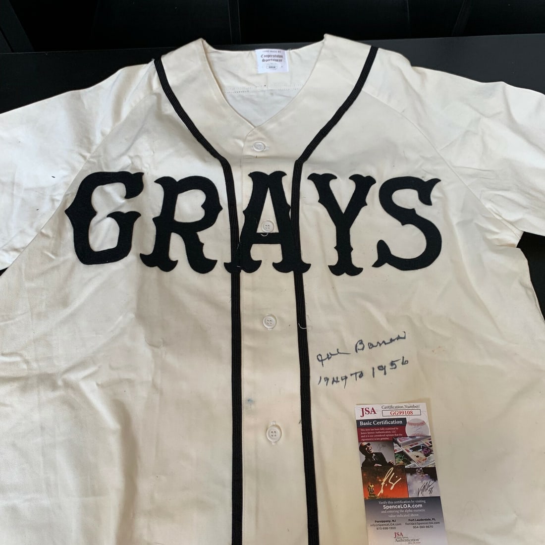 Joe Barnes 1949-56 Signed Homestead Grays Jersey with JSA COA (1 of 6)