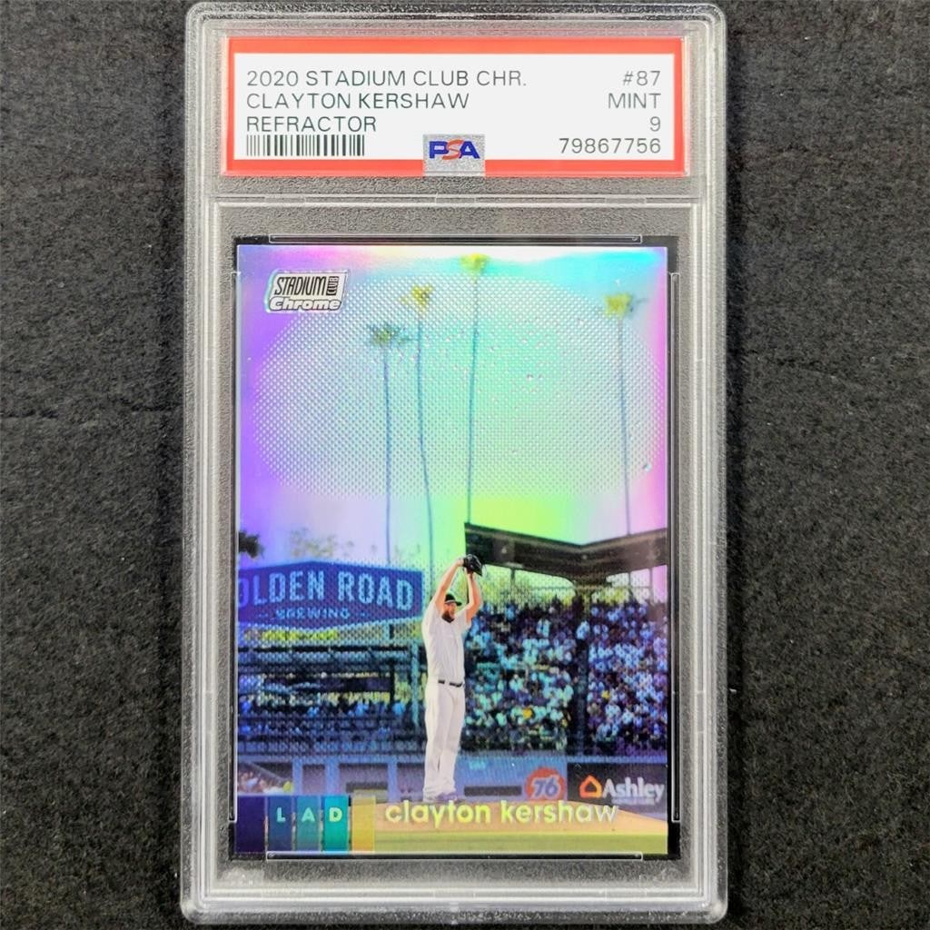 PSA 9 Topps Chrome Refractor 2020 Clayton Kershaw Dodgers Card #87 (1 of 3)