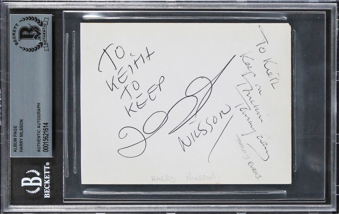 Harry Nilsson Signed Album Page To Keith to Keep Beckett Authenticated 3.5x4.5 (1 of 2)