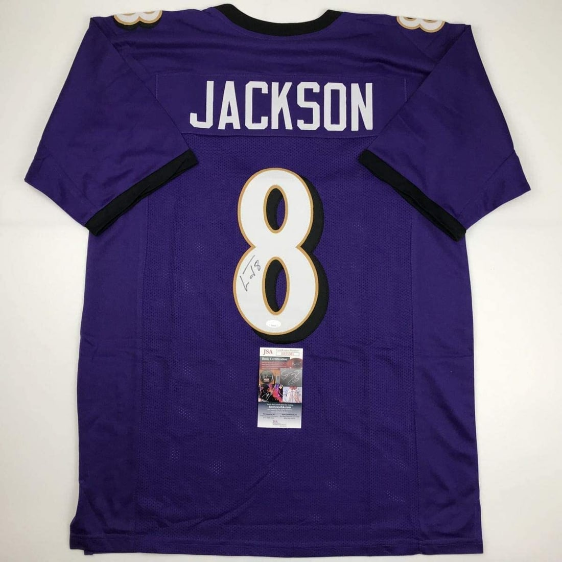 Lamar Jackson Autographed Purple Ravens Jersey JSA Certified (1 of 4)
