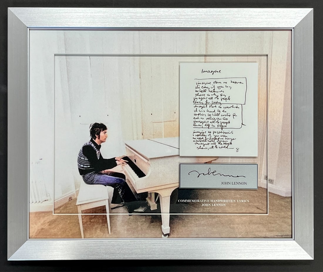 John Lennon Imagine Laser Engraved Framed Display 23 x 19 Inch - Reproduction (1 of 4)